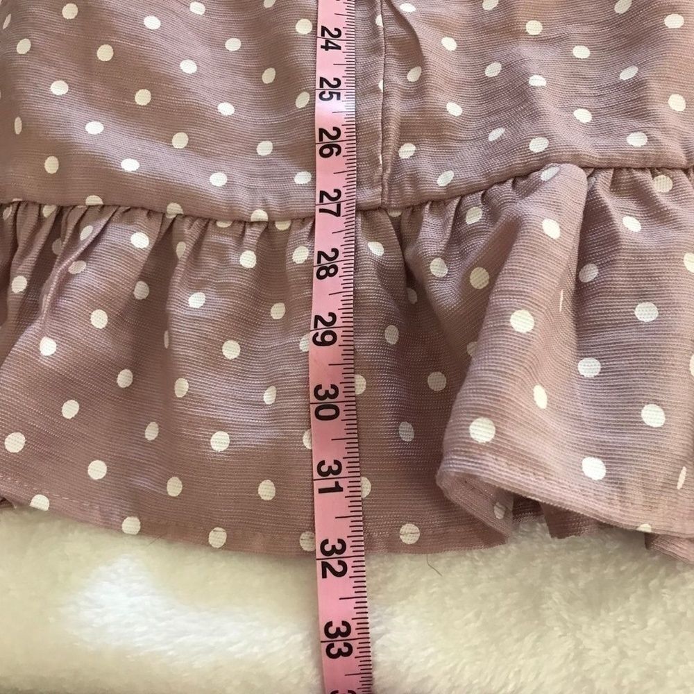 Zaful Women's 6 Ruffled Wrap Mini Dress Mauve Pink Polka Dot Frilly Coquette New - Picture 6 of 7